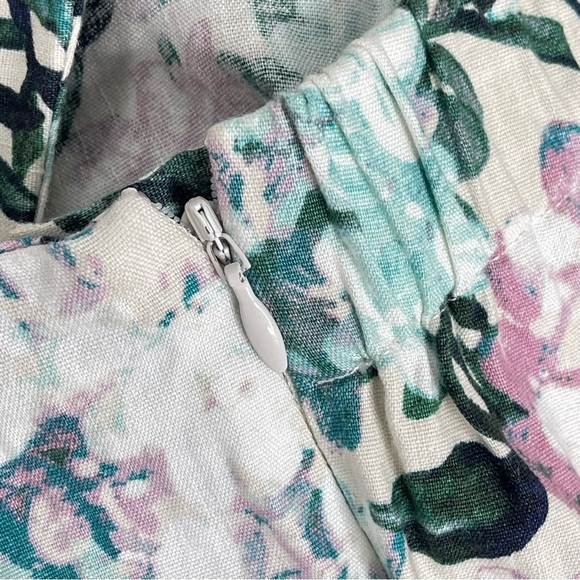 J Jill Linen Stretch Pants XS Printed Floral Slim Leg Cropped Linen Blend Cream - Picture 11 of 11